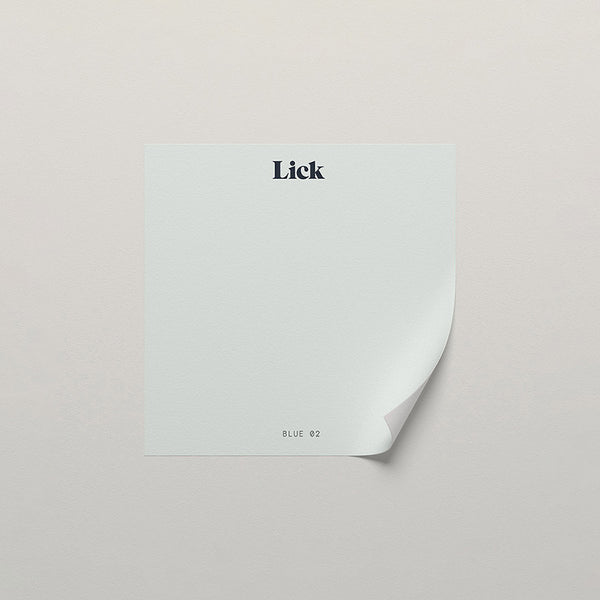 Lick peel and stick sample in Blue 02 paint shade