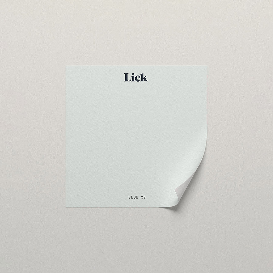 Lick peel and stick sample in Blue 02 paint shade