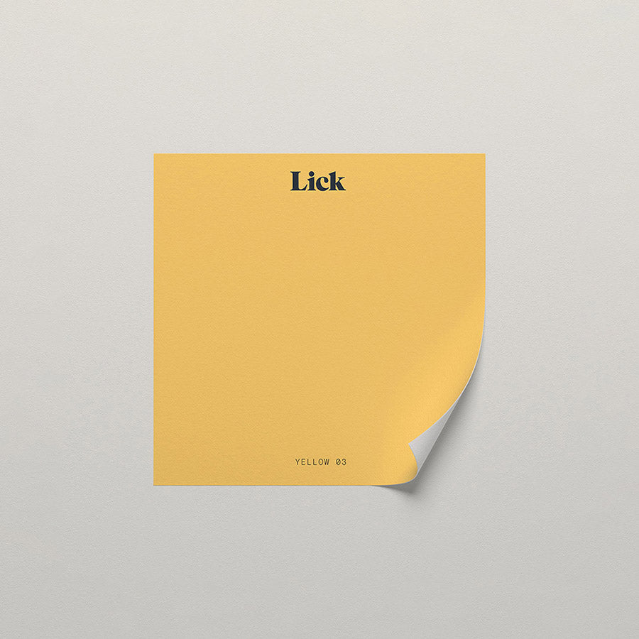 Lick peel and stick sample in Yellow 03 paint shade