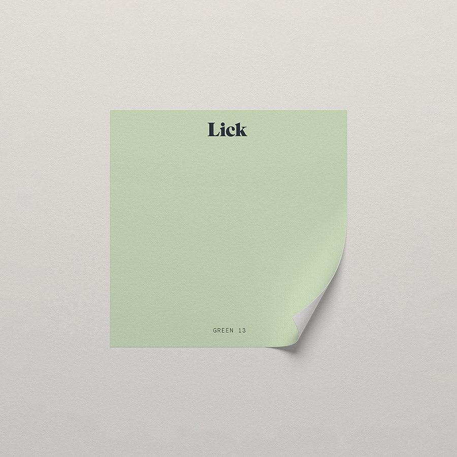 Lick peel and stick sample in Green 13 paint shade
