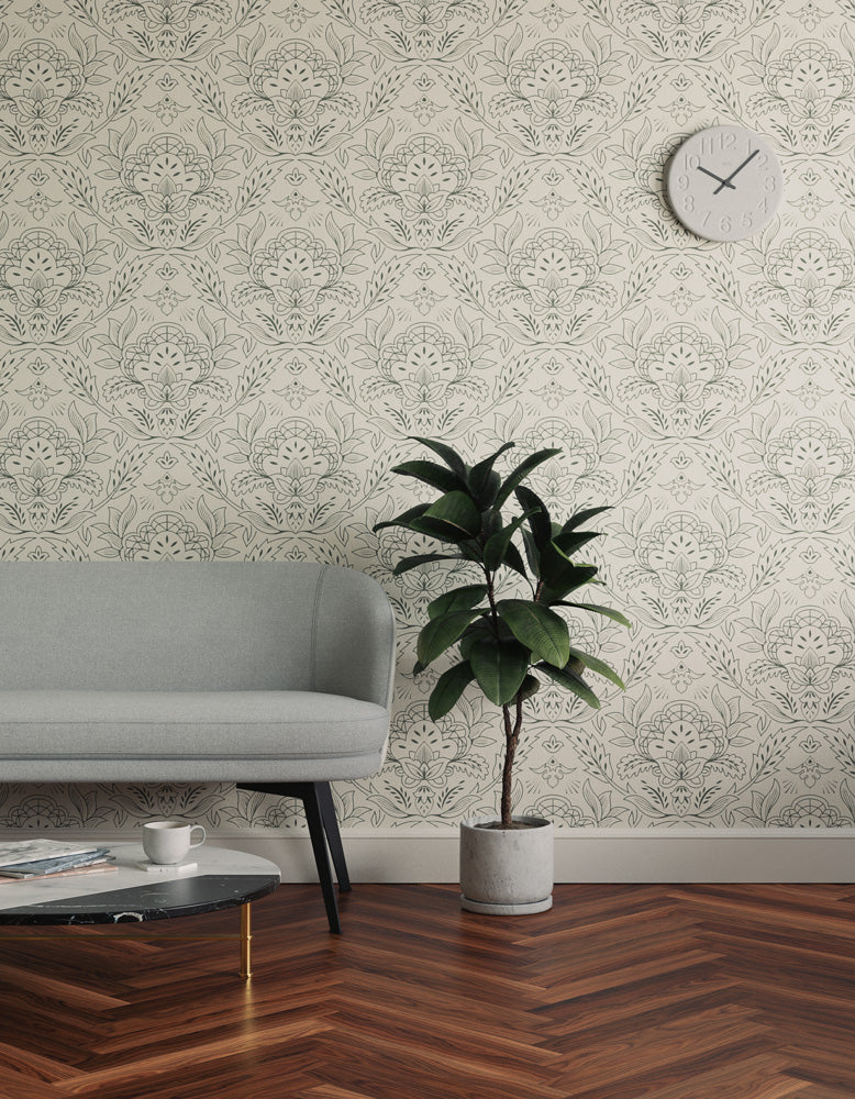 Lick Damask 01 wallpaper in living room