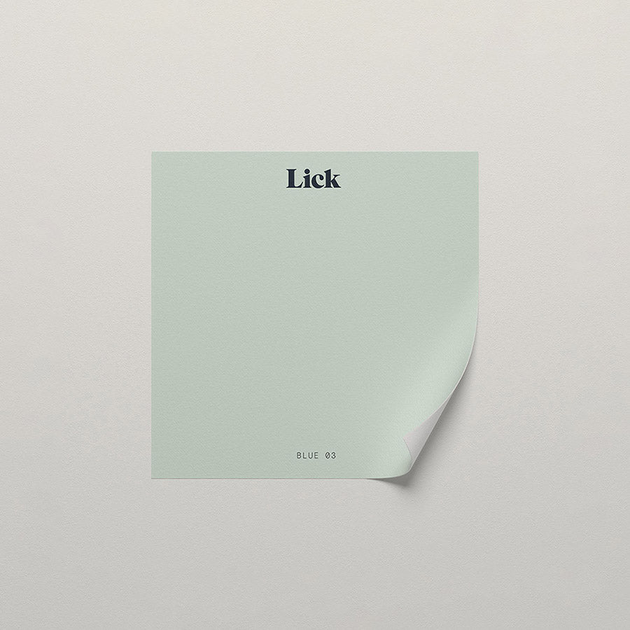 Lick peel and stick sample in Blue 03 paint shade