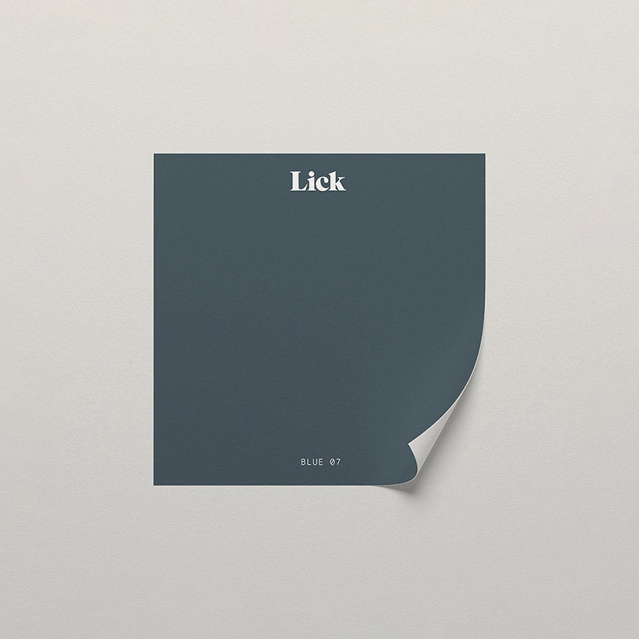 Lick peel and stick sample in Blue 07 paint shade