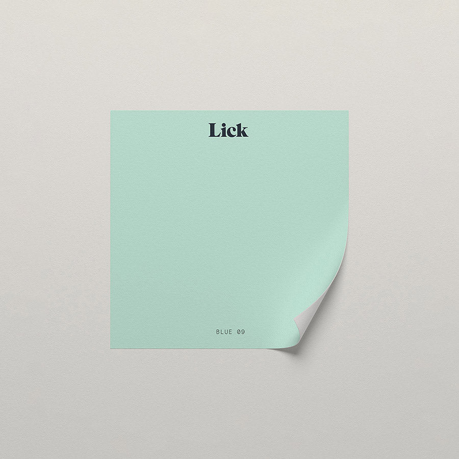 Lick peel and stick sample in Blue 09 paint shade