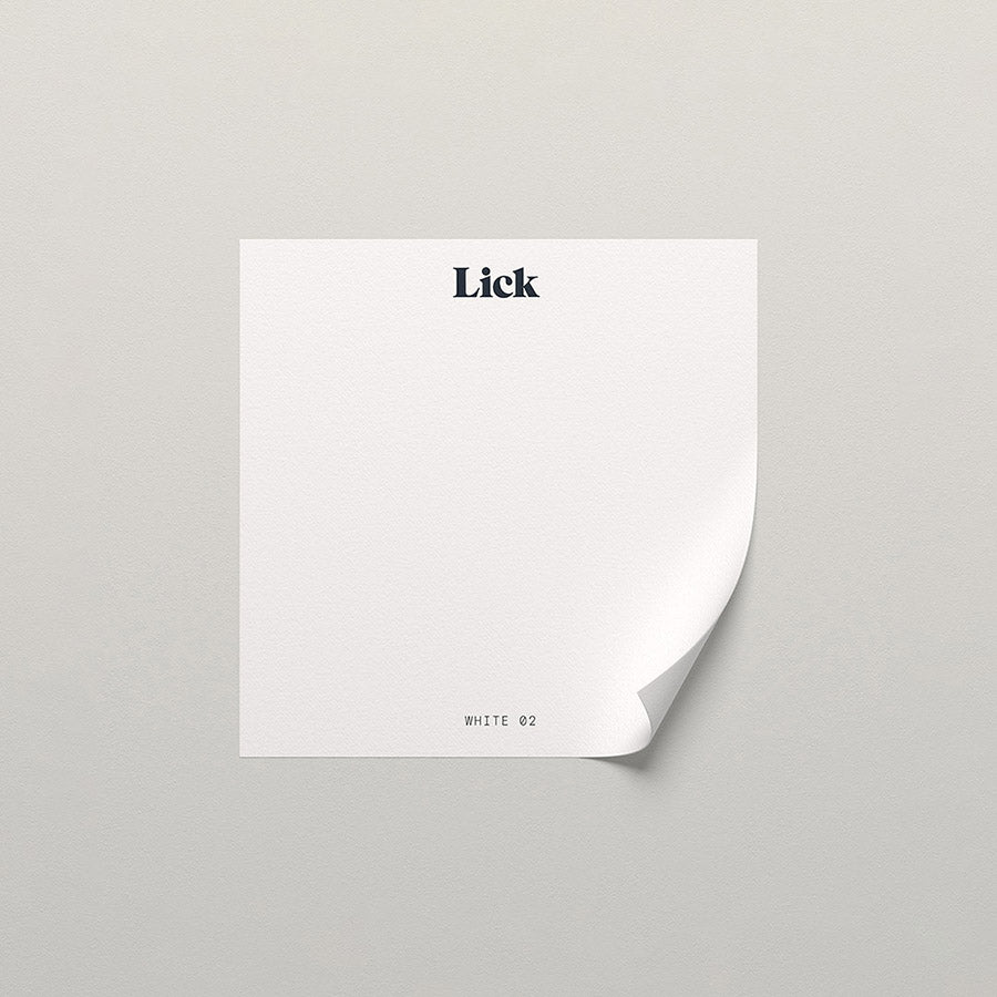 Lick peel and stick sample in White 02 paint shade
