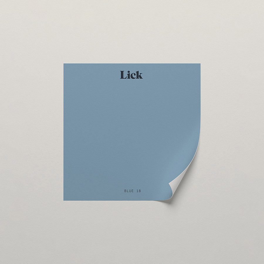 Lick peel and stick sample in Blue 18 paint shade