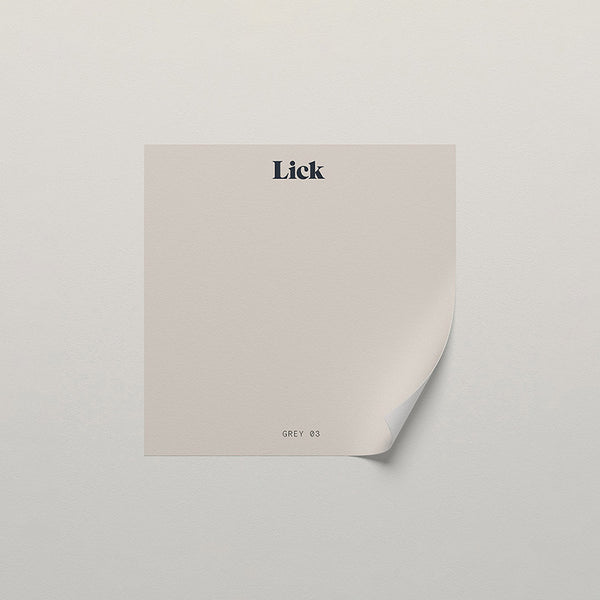 Lick peel and stick sample in Grey 03 paint shade