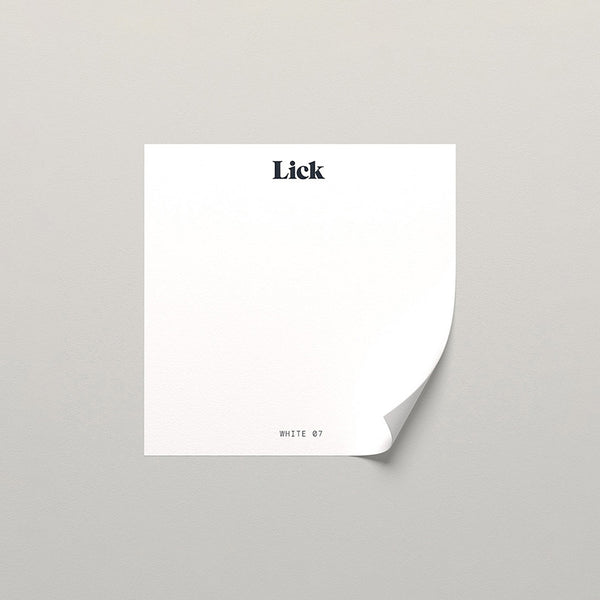 Lick peel and stick sample in White 07 paint shade