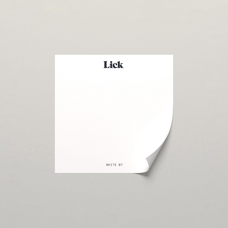 Lick peel and stick sample in White 07 paint shade