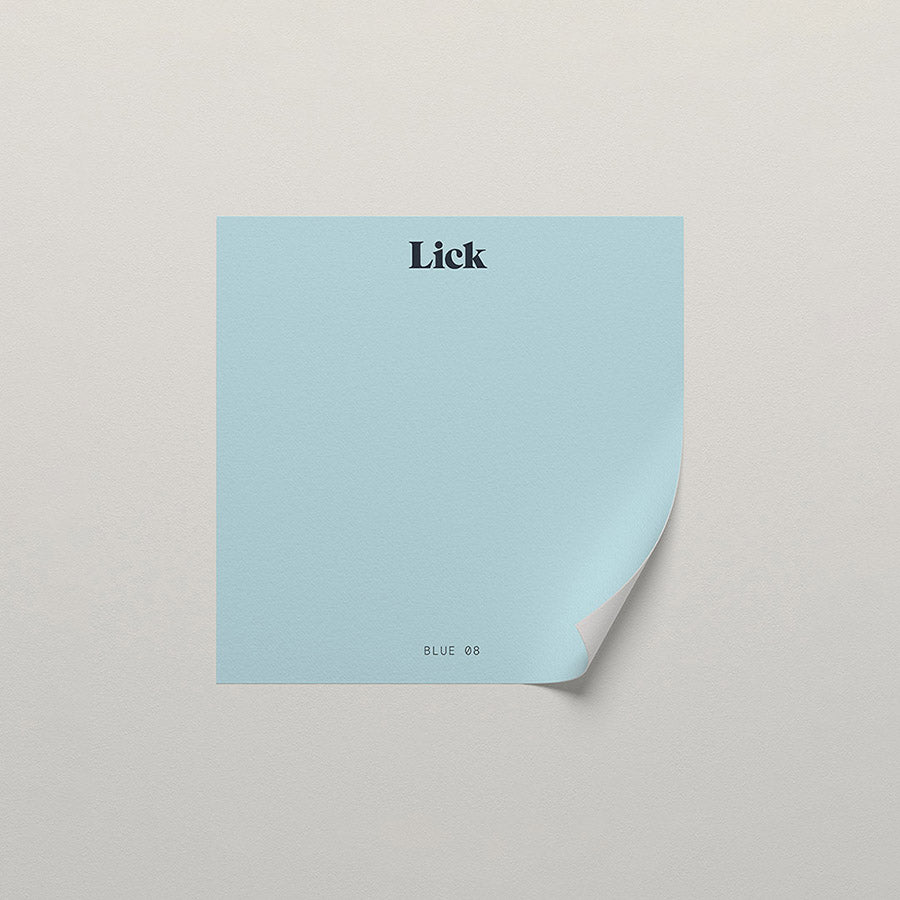 Lick peel and stick sample in Blue 08 paint shade