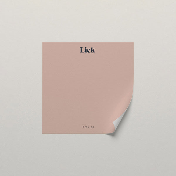 Lick peel and stick sample in Pink 08 paint shade