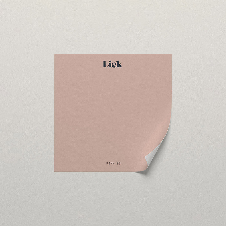 Lick peel and stick sample in Pink 08 paint shade