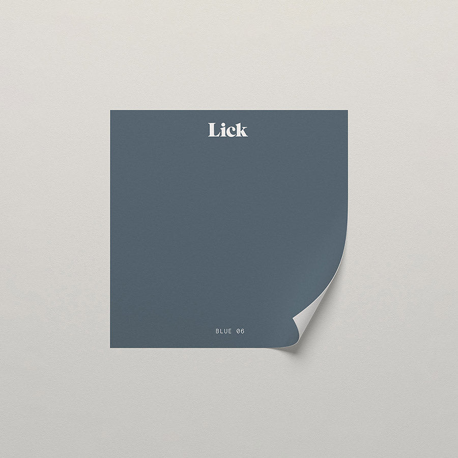 Lick peel and stick sample in Blue 06 paint shade