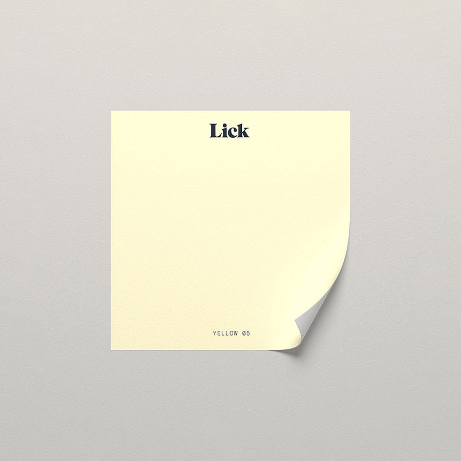 Lick peel and stick sample in Yellow 05 paint shade