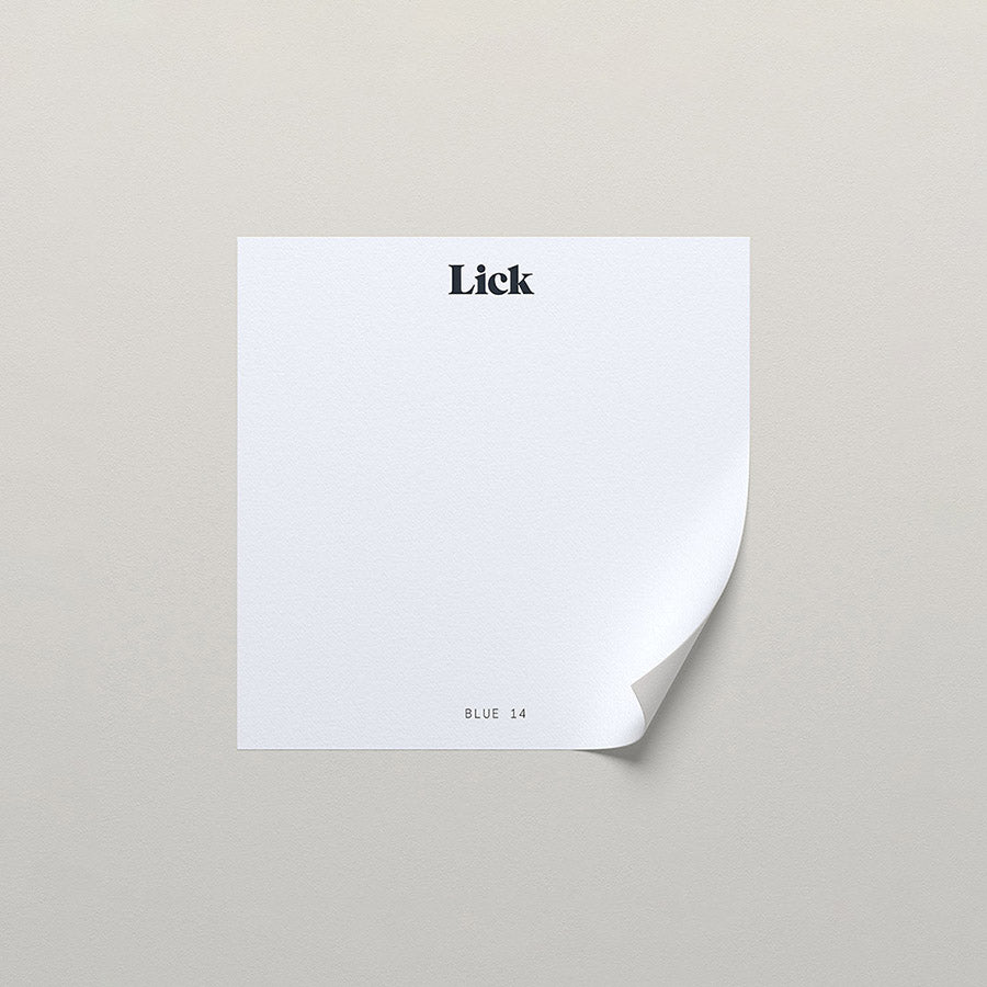 Lick peel and stick sample in Blue 14 paint shade