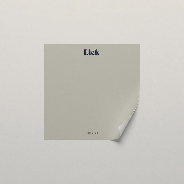 Lick peel and stick sample in Grey 04 paint shade