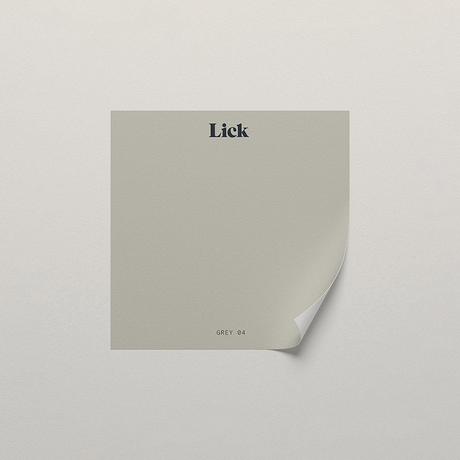 Lick peel and stick sample in Grey 04 paint shade