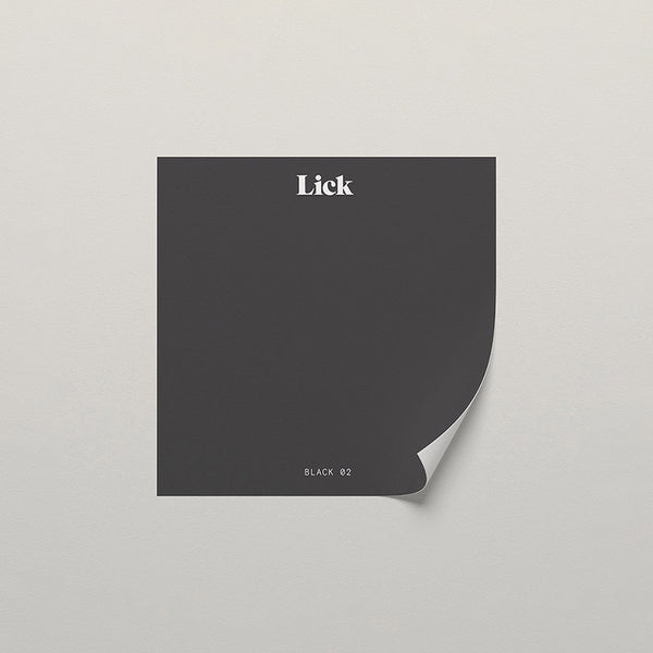 Lick peel and stick sample in Black 02 paint shade