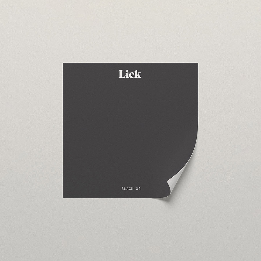 Lick peel and stick sample in Black 02 paint shade