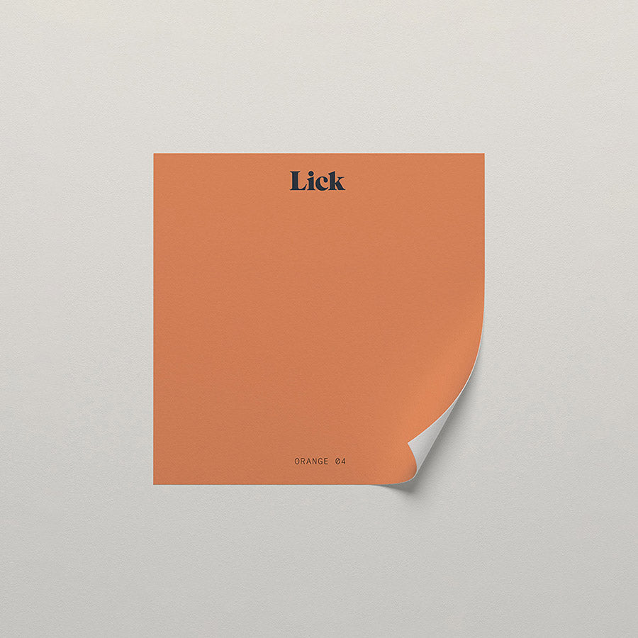 Lick peel and stick sample in Orange 04 paint shade