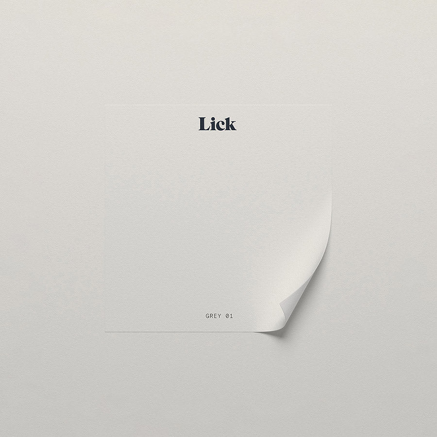 Lick peel and stick sample in Grey 01 paint shade