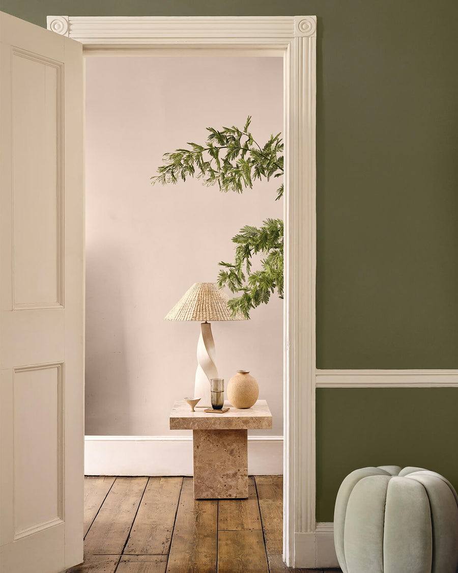 Hallway decorated in Lick Beige 02 Soho Farmhouse paint shade
