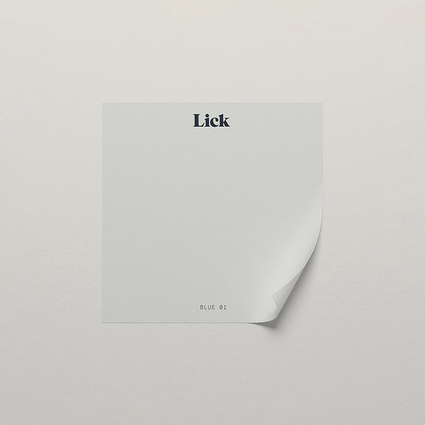 Lick peel and stick sample in Blue 01 paint shade