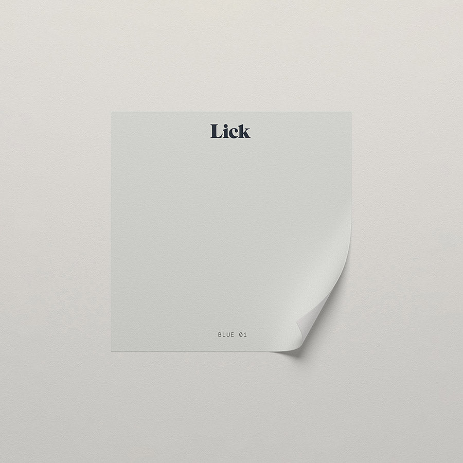 Lick peel and stick sample in Blue 01 paint shade