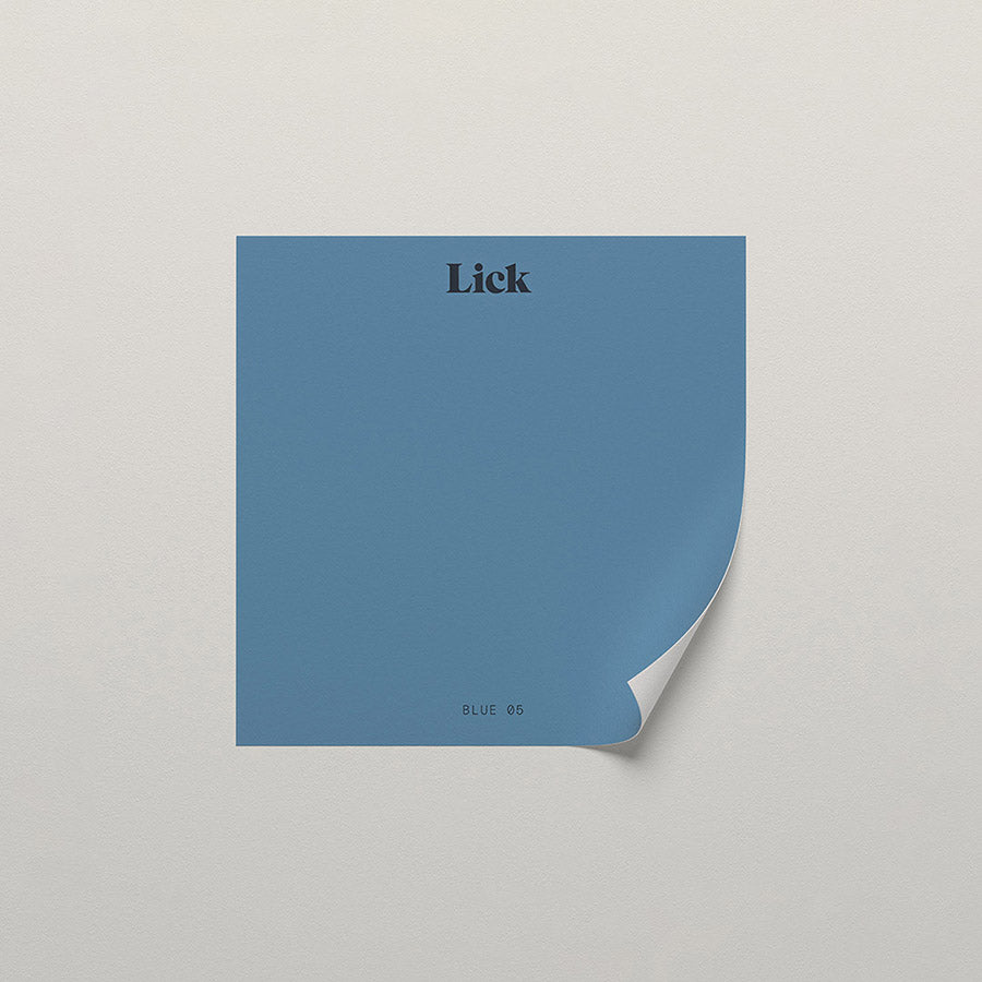 Lick peel and stick sample in Blue 05 paint shade