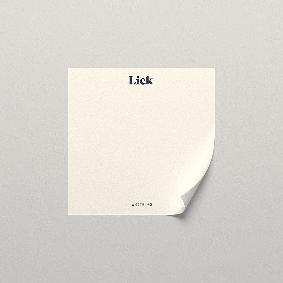 Lick peel and stick sample in White 03 paint shade