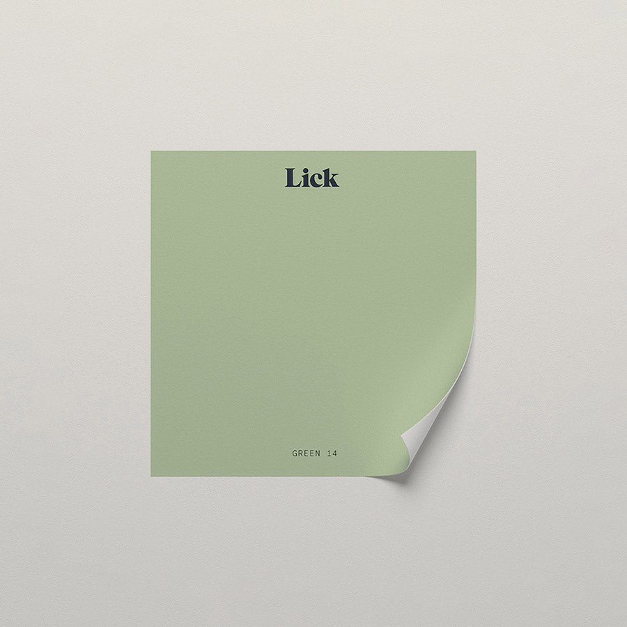 Lick peel and stick sample in Green 14 paint shade