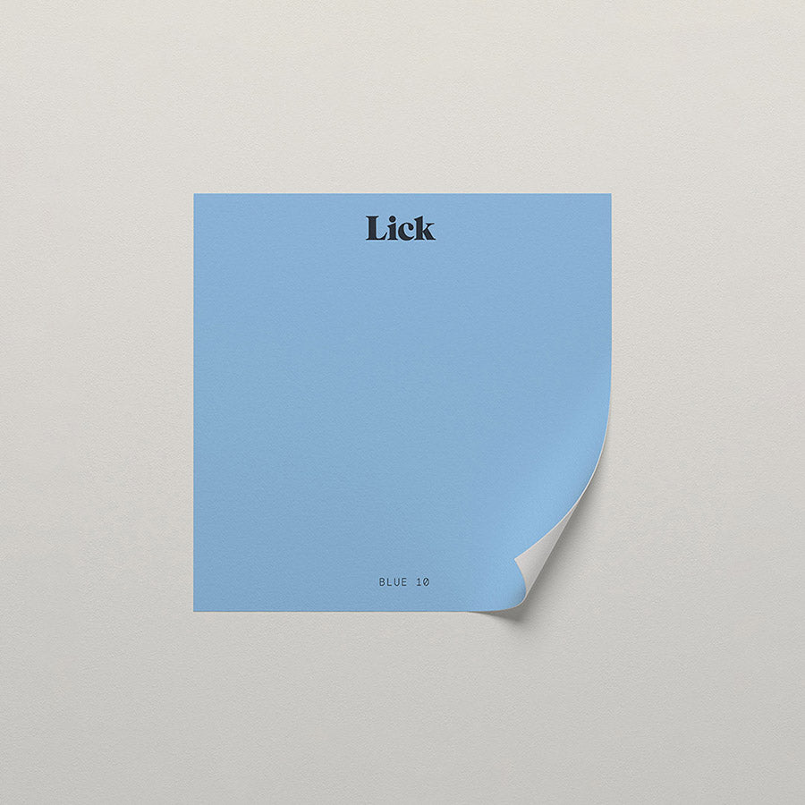 Lick peel and stick sample in Blue 10 paint shade